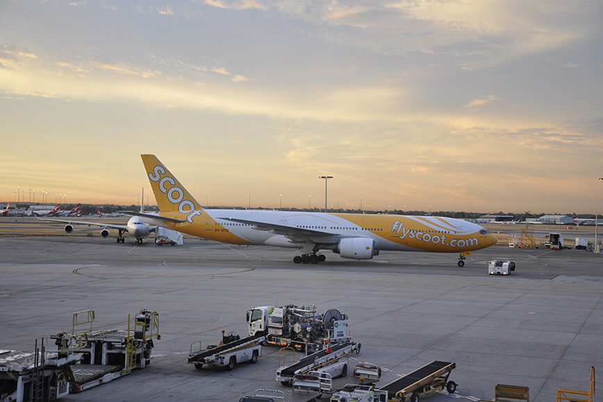 On the airfield image 4 - Scoots' 787 Dreamliner under tow