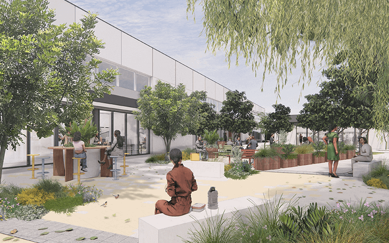 Sanctuary communal al fresco area in industrial precinct