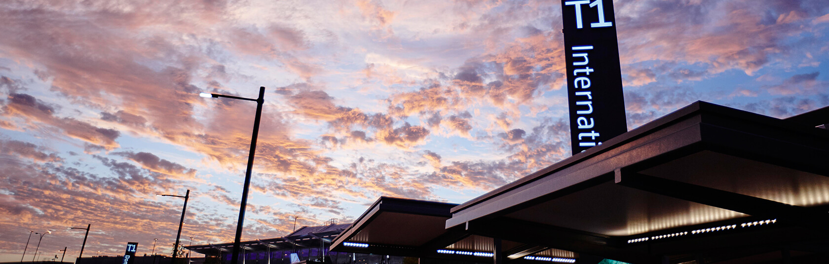 Sunset over the T1 forecourt