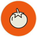 Tomato icon on orange background
